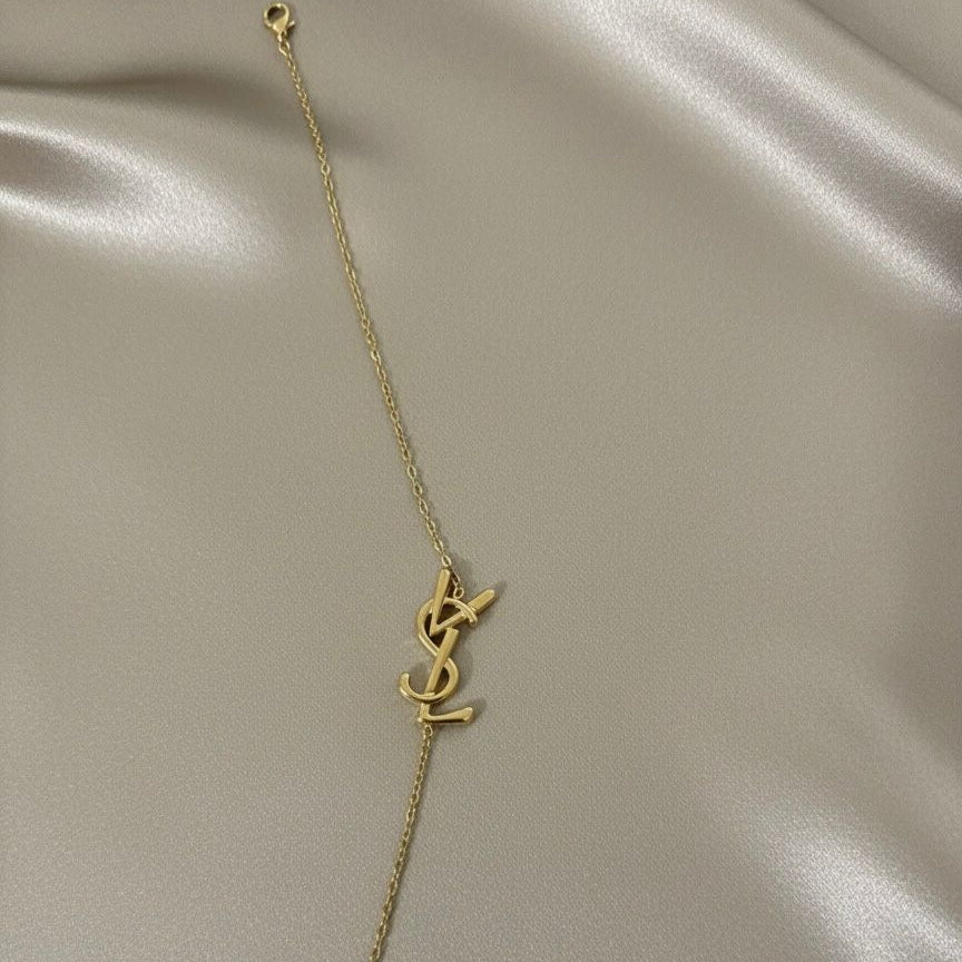 golden luxe initial bracelet