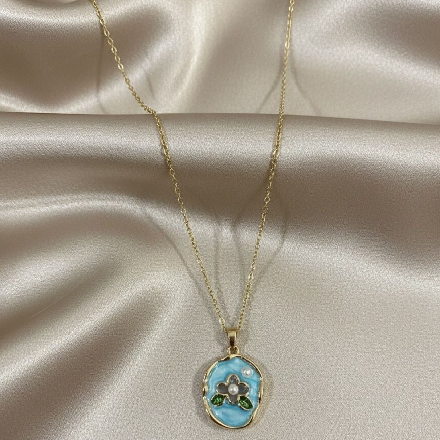 Aqua Petal Grace Necklace