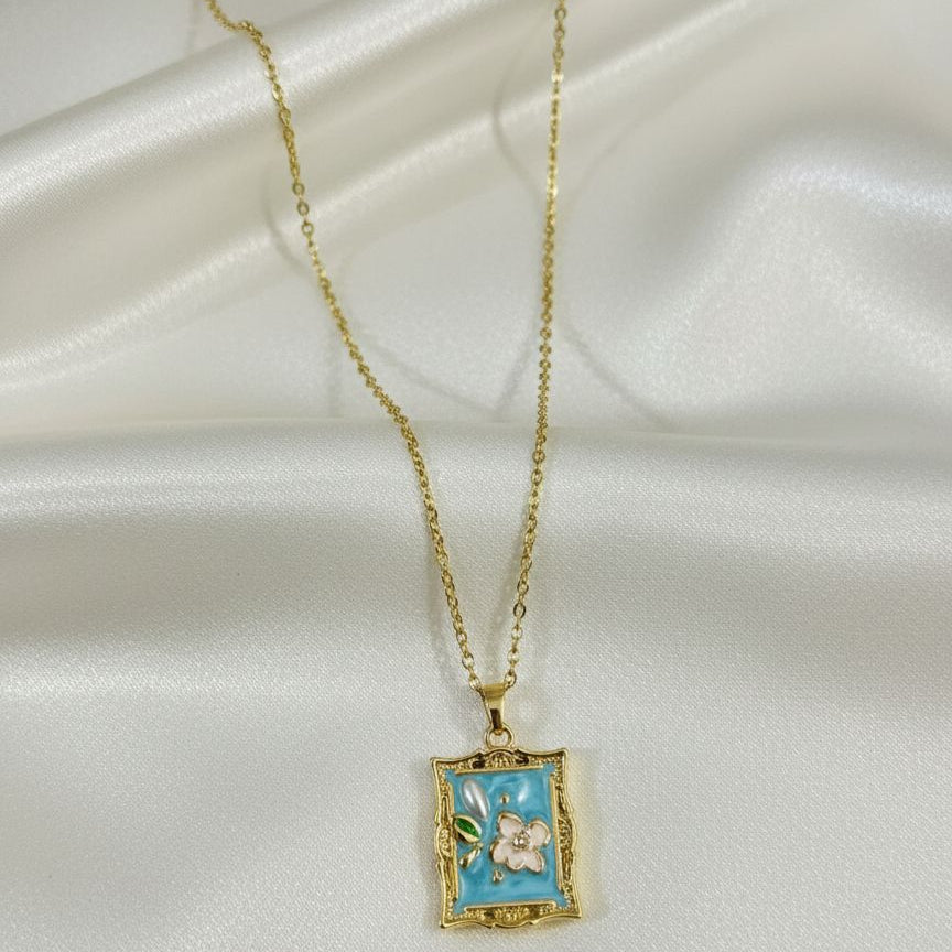 Aqua Frame Necklace