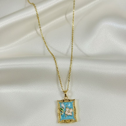 Aqua Frame Necklace